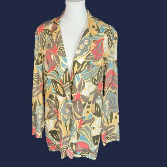 Vintage 80s / 90s St Damien Sport Vibrant Tropical Blazer Medium - Picture 11 of 12